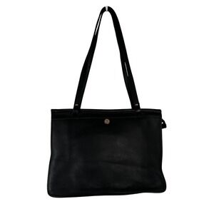 Jack Georges Black Leather Tote Bag Made in USA Computer Professional Travel Bag